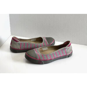 UGG Neema Women’s Size 10 Grey Pink Striped Ballet Flats Slip On Comfort Shoes